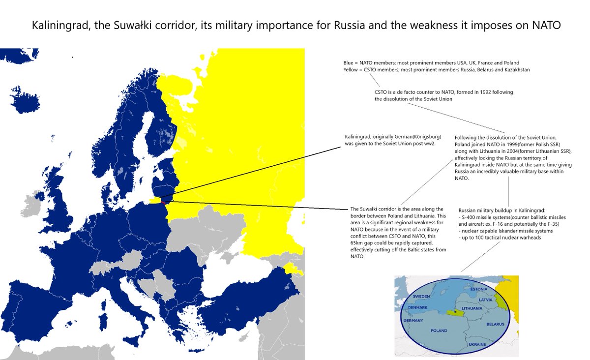debaerenico's tweet photo. Kaliningrad, the Suwałki corridor, its military importance for Russia and the weakness it imposes on NATO https://t.co/r2eI8P7Ot4