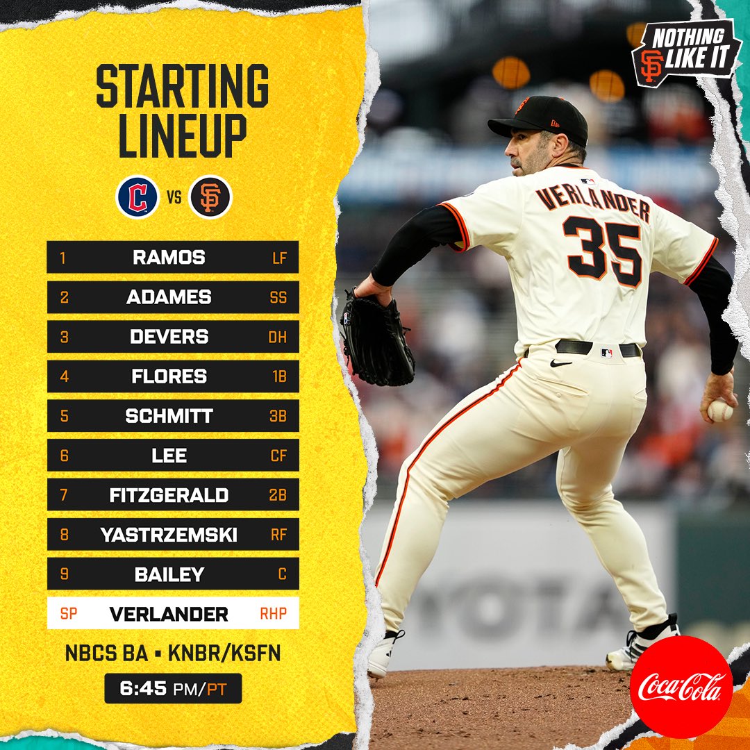 SFGiants (@sfgiants) on Twitter photo JV back on the bump!
⌚️: 6:45 p.m. PT
📍: <a href="/OracleParkSF/">Oracle Park</a>
📺: <a href="/NBCSGiants/">SF Giants on NBCS</a>
📻: <a href="/KNBR/">KNBR</a> | KSFN
#SFGiants | <a href="/CocaCola/">Coca-Cola</a> JV back on the bump!
⌚️: 6:45 p.m. PT
📍: <a href="/OracleParkSF/">Oracle Park</a>
📺: <a href="/NBCSGiants/">SF Giants on NBCS</a>
📻: <a href="/KNBR/">KNBR</a> | KSFN
#SFGiants | <a href="/CocaCola/">Coca-Cola</a>