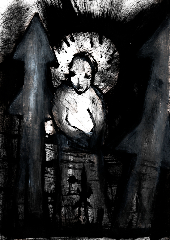 " The starving must fatten the sky " 
Acrylic, ink on paper #drawings #sketches