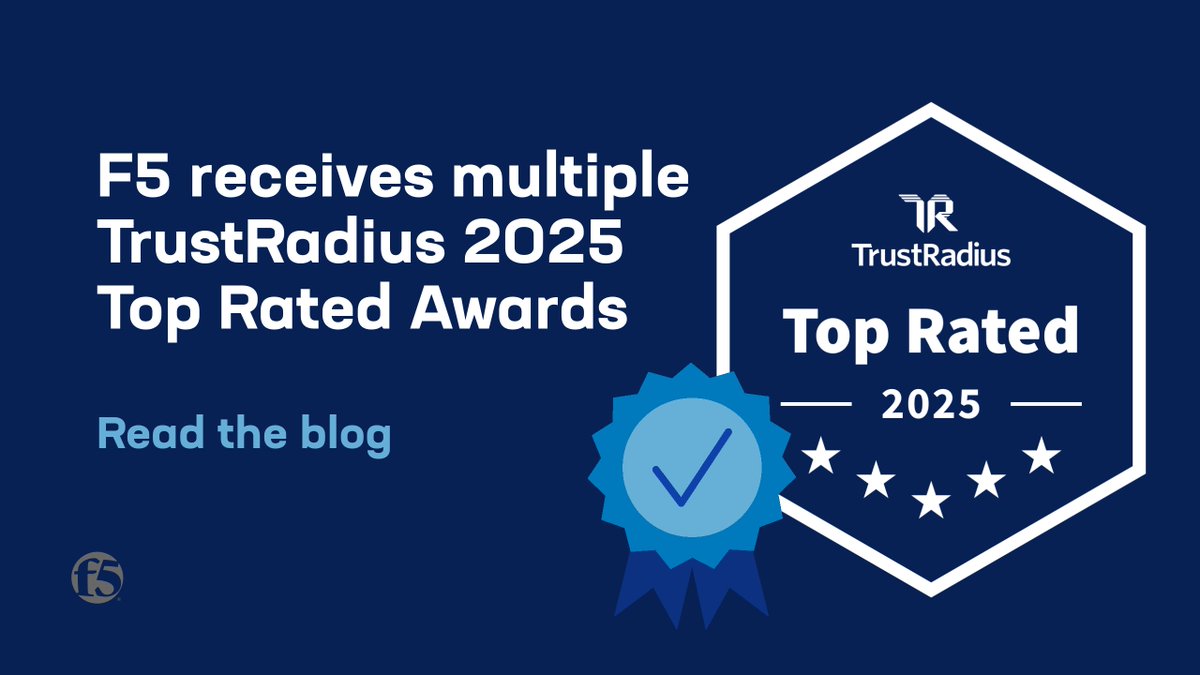 Shaun_Gouws's tweet image. 🏆 F5 has earned FIVE 2025 Top Rated Awards from TrustRadius!
These awards reflect the trust and satisfaction of our customers who rely on #F5 to secure and deliver their most critical digital experiences.
Learn why: ms.spr.ly/6018SQFpn #TrustRadius #DistributedCloud #BIGIP