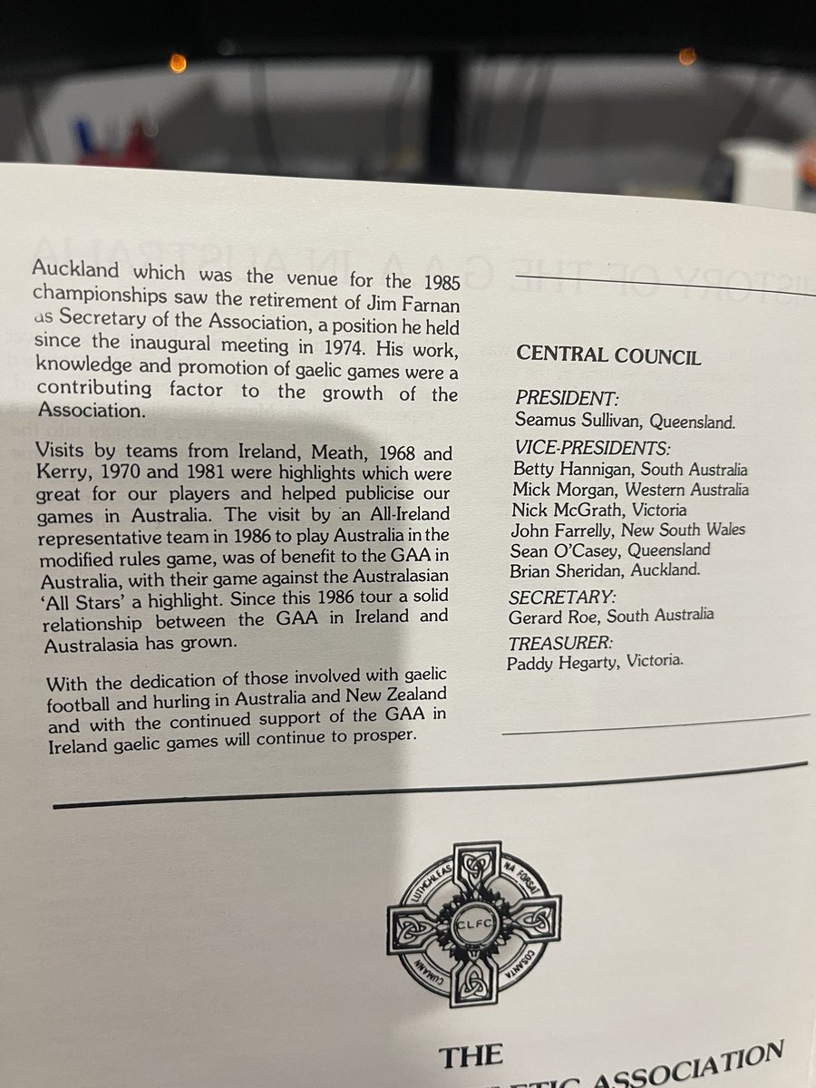 Larry Leprechaun (@larryleprechau) on Twitter photo Doing some spring cleaning in Melbourne and came across this program of the <a href="/AIBIreland/">AIB</a> GAA Australian Tour in 1989. Valuable history of <a href="/GAAAustralasia/">GAA Australasia</a> <a href="/Global_GAA/">Global Gaelic Games</a>
My dad played in those inaugural 1971 games in Melbourne & again in 1973 in Adelaide for <a href="/NSWGAA/">New South Wales GAA</a> Doing some spring cleaning in Melbourne and came across this program of the <a href="/AIBIreland/">AIB</a> GAA Australian Tour in 1989. Valuable history of <a href="/GAAAustralasia/">GAA Australasia</a> <a href="/Global_GAA/">Global Gaelic Games</a>
My dad played in those inaugural 1971 games in Melbourne & again in 1973 in Adelaide for <a href="/NSWGAA/">New South Wales GAA</a>