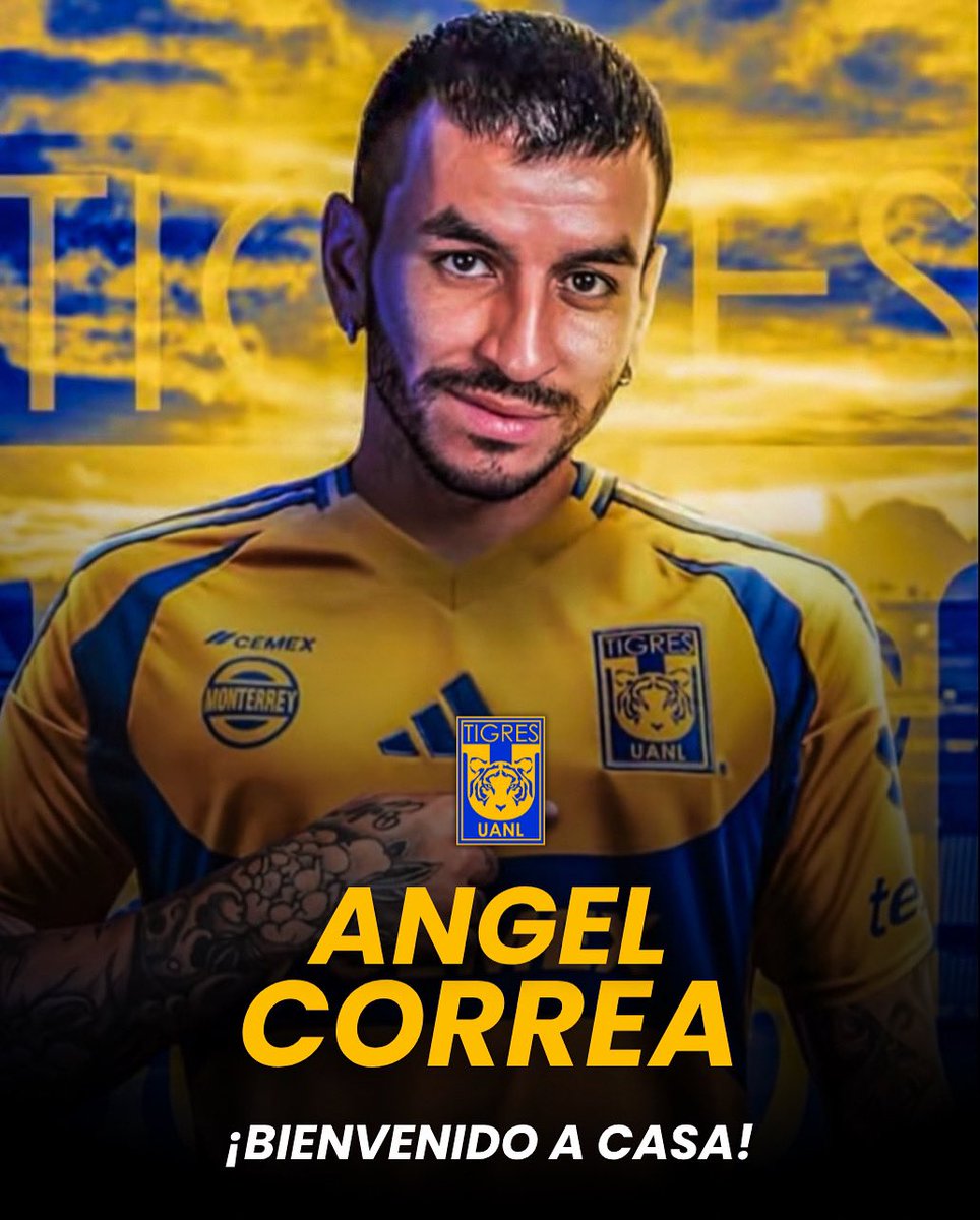 garradetigre_'s tweet photo. ¡¡𝗨𝗡 𝗔́𝗡𝗚𝗘𝗟 𝗛𝗔 𝗖𝗔𝗜́𝗗𝗢 𝗘𝗡 𝗧𝗜𝗚𝗥𝗘𝗦!! 🐯🇦🇷🪽¡¡𝗕𝗜𝗘𝗡𝗩𝗘𝗡𝗜𝗗𝗢 𝗔 𝗖𝗔𝗦𝗔 𝗖𝗔𝗠𝗣𝗘𝗢́𝗡 𝗗𝗘𝗟 𝗠𝗨𝗡𝗗𝗢!! ✒️🏆

Ángel Correa es oficialmente nuevo jugador del Club Tigres  ✍️🐅

Cuantos 💛 para el nuevo refuerzo 🔥 https://t.co/87s5KuMYGv