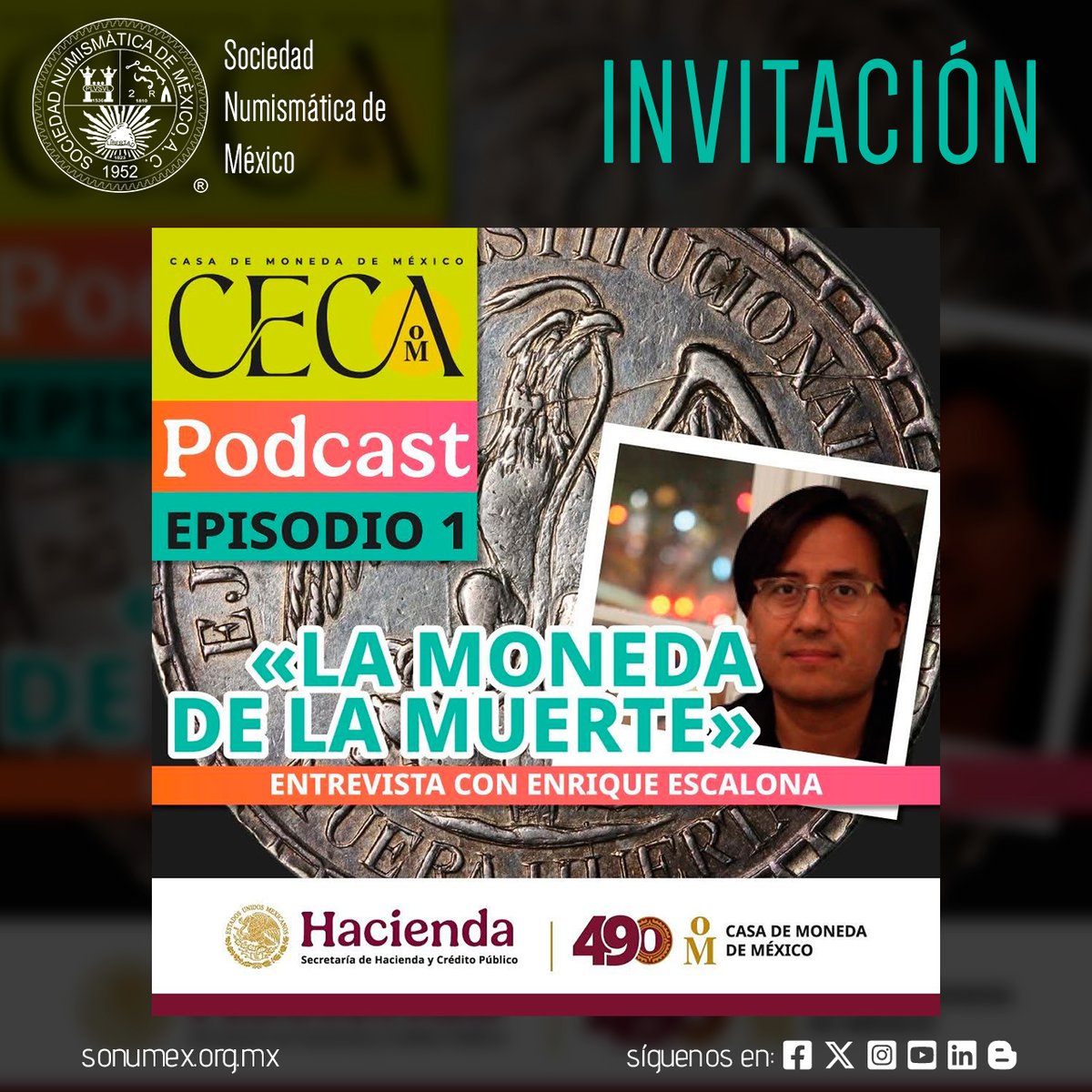 Sonumex's tweet photo. Escucha el primer episodio del podcast de Casa de Moneda de México. Conversa Enrique Escalona
🎙 Disponible ya en https://t.co/gi3DoqyUFC
#CasaDeMonedaDeMéxico #PodcastCMM #EnriqueEscalona #LaMonedaDeLaMuerte #Numismática #LiteraturaMexicana #GranAngular #EdicionesSM https://t.co/Zjr7RrFRwW