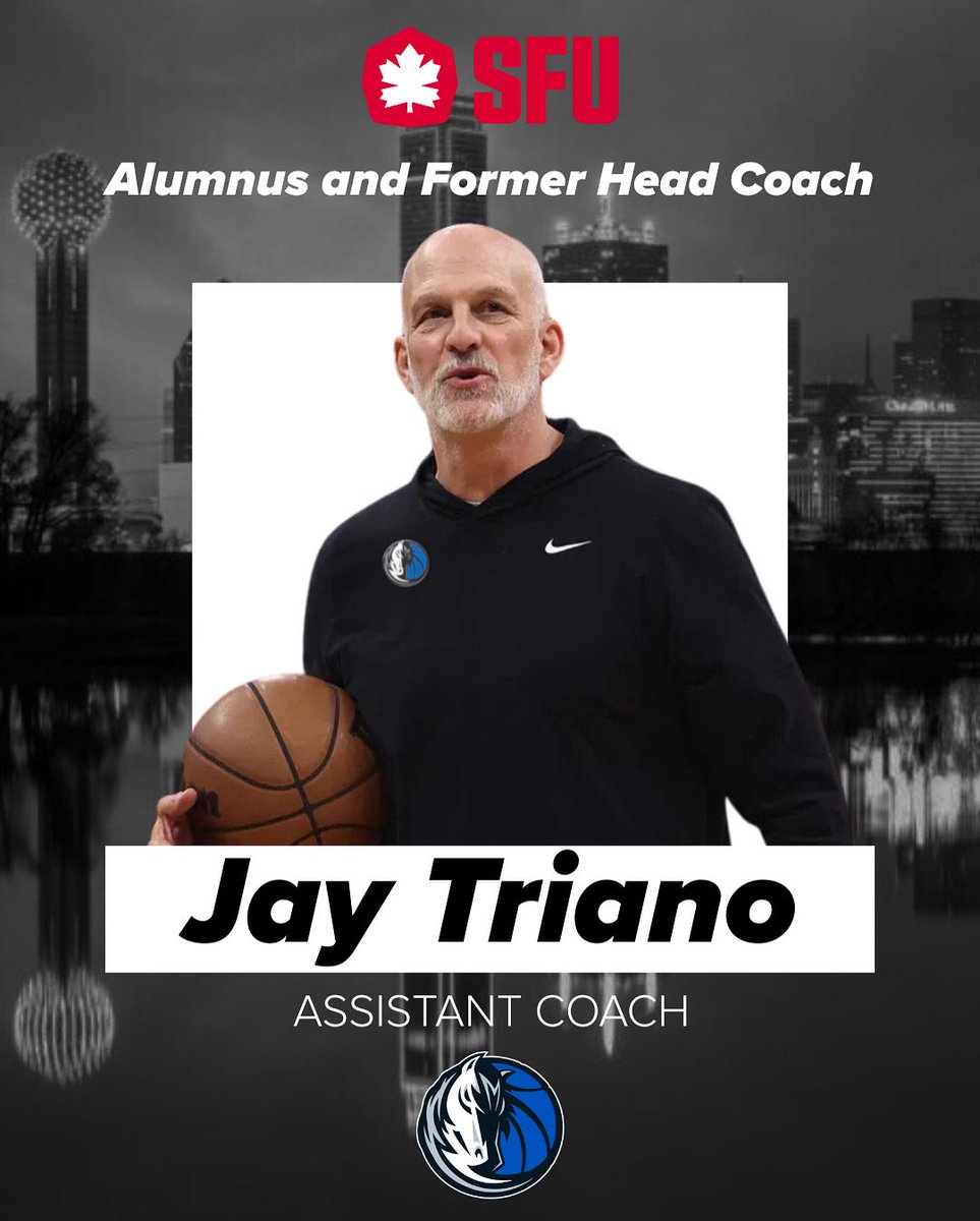 Big congratulations to SFU alumnus and former head coach Jay Triano on his new position with the Dallas Mavericks as an assistant coach! The Red Leafs family is proud and cheering you on 🍁🍁