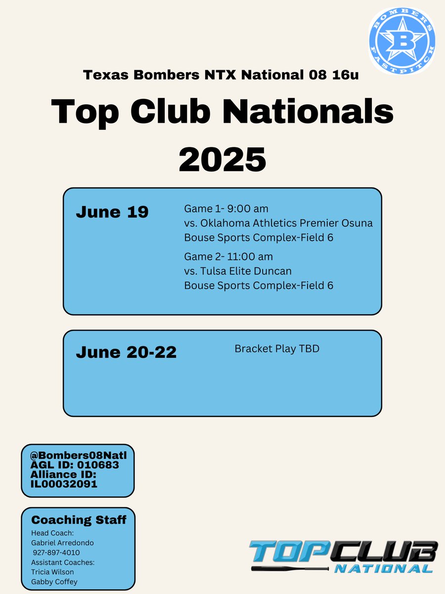 Maggie Drake (@maggiedrake00) on Twitter photo Can’t wait for this weekend at Top Club in Oklahoma city!
<a href="/Bombers08Natl/">Texas Bombers NTX 08 - National</a> Can’t wait for this weekend at Top Club in Oklahoma city!
<a href="/Bombers08Natl/">Texas Bombers NTX 08 - National</a>