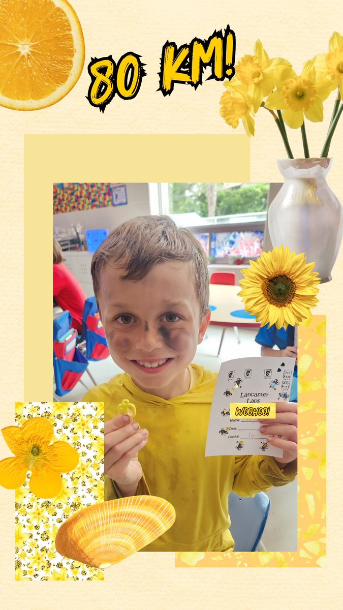 This sunny sprinter went the distance—completing two marathons and earning a yellow 80 km charm on his Yellow Colour House Spirit Day! ☀️💛 Coincidence? We think not. #LancasterLaps #BrainyBunch #MilesOfSmiles