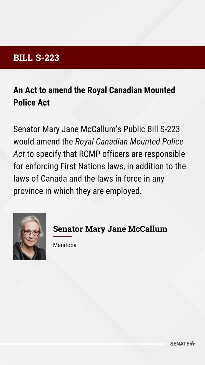 SenateCA's tweet image. Senators are now discussing Senator Mary Jane McCallum’s Bill #S223 at second reading in the Senate: ow.ly/3ClH50W3ESs

#SenCA #CdnPoli