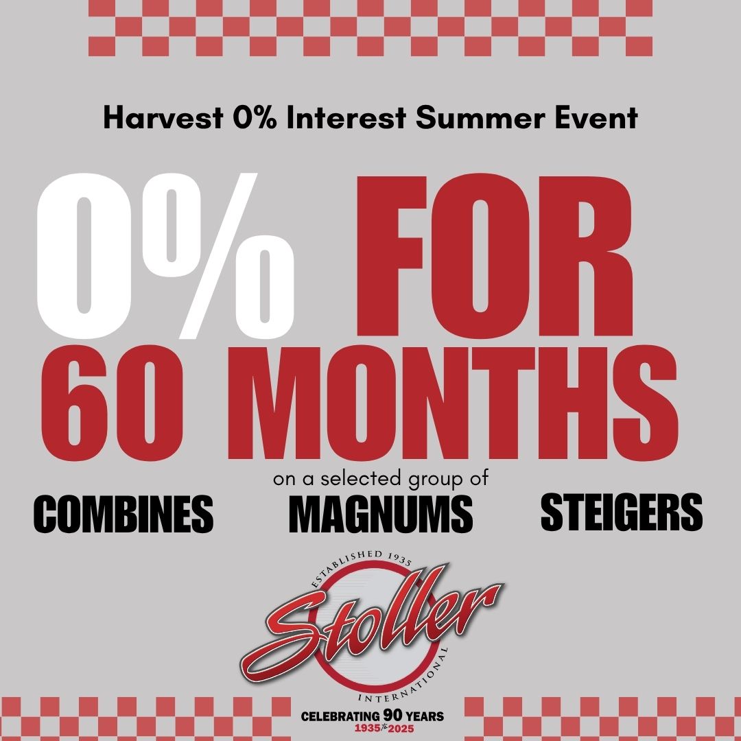 🚨The Harvest 0% Interest Summer Event is HERE. 🚨

Take advantage of the 0% interest for 60 months on a selected groups of Combines, Magnums, and Steigers

🔗 stollerih.com/inventory/harv…