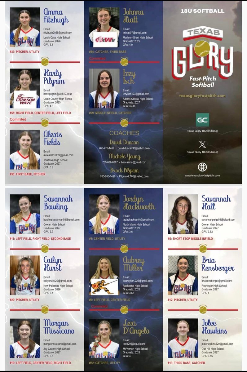 Ruth (Amma) Fitzhugh (@rfitzhugh2026) on Twitter photo Can’t wait to play in the 18uA State Tournament this weekend in Bloomington Indiana. Come watch this group of girls as we compete for state! I’m starting game 1 <a href="/5/">Reserved</a> on field 4!
<a href="/18uGlory/">Texas Glory 18U (Indiana)</a>
<a href="/joycewellhoefer/">Joyce Wellhoefer</a> Can’t wait to play in the 18uA State Tournament this weekend in Bloomington Indiana. Come watch this group of girls as we compete for state! I’m starting game 1 <a href="/5/">Reserved</a> on field 4!
<a href="/18uGlory/">Texas Glory 18U (Indiana)</a>
<a href="/joycewellhoefer/">Joyce Wellhoefer</a>