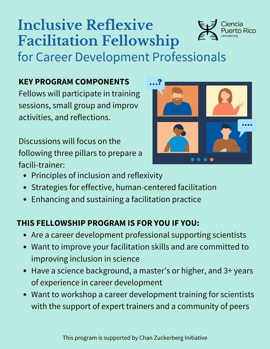 ¿Eres un profesional con maestría y al menos 3 años de experiencia apoyando el desarrollo de carreras científicas? Inclusive and Reflexive Facilitation Fellowship (IRFF) es para ti. ¡Solicita antes del 8 de julio de 2025! 🔗 cienciapr.org/irff