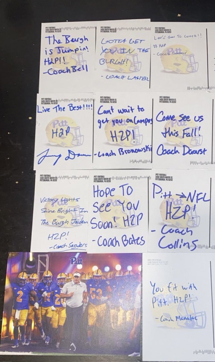 JaidenDavis38's tweet image. 🔵🟡 Pittsburgh Panthers🟡🔵 @Pitt_FB I feel the love 💯 Thank you for all the mail! It is very much appreciated! @CoachDuzzPittFB @coachdaoust @ARCHIECOLLINS_ @BatesBacker @coachcsanders @Coach_Manalac @Kb1Raw @coachjbronowski @CoachJjLaster @LindseyLamar5 @CoachDarveau
#H2P