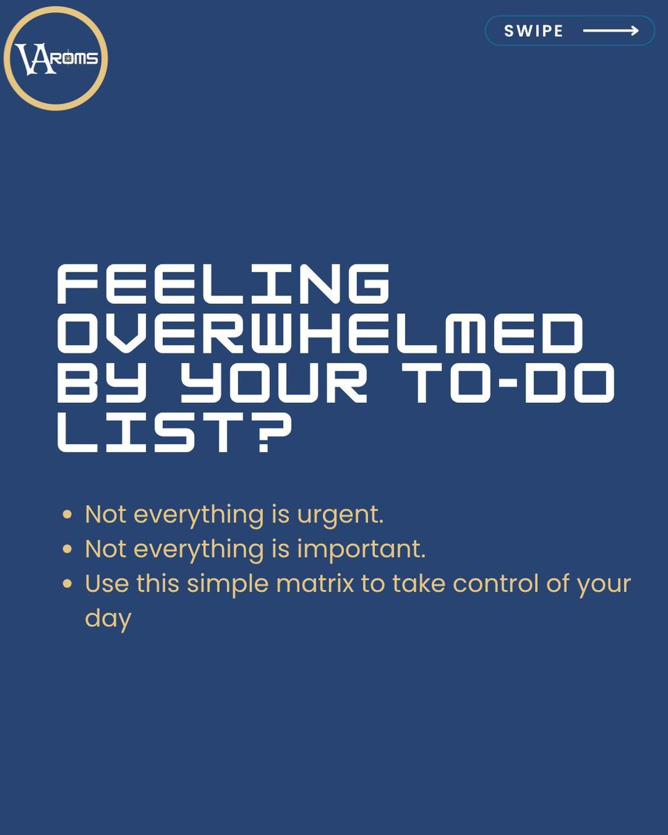 VA_ROMS's tweet photo. Struggling with task prioritization? Use this 4-step matrix to organize your chaos into clarity. Swipe 👉 to try it out!

#VirtualAssistant #TimeManagement #Productivity #EisenhowerMatrix #TaskManagement #SmallBusiness #WorkSmarter #Delegate #VAservices #OnlineSupport https://t.co/1M7DyxTzQO