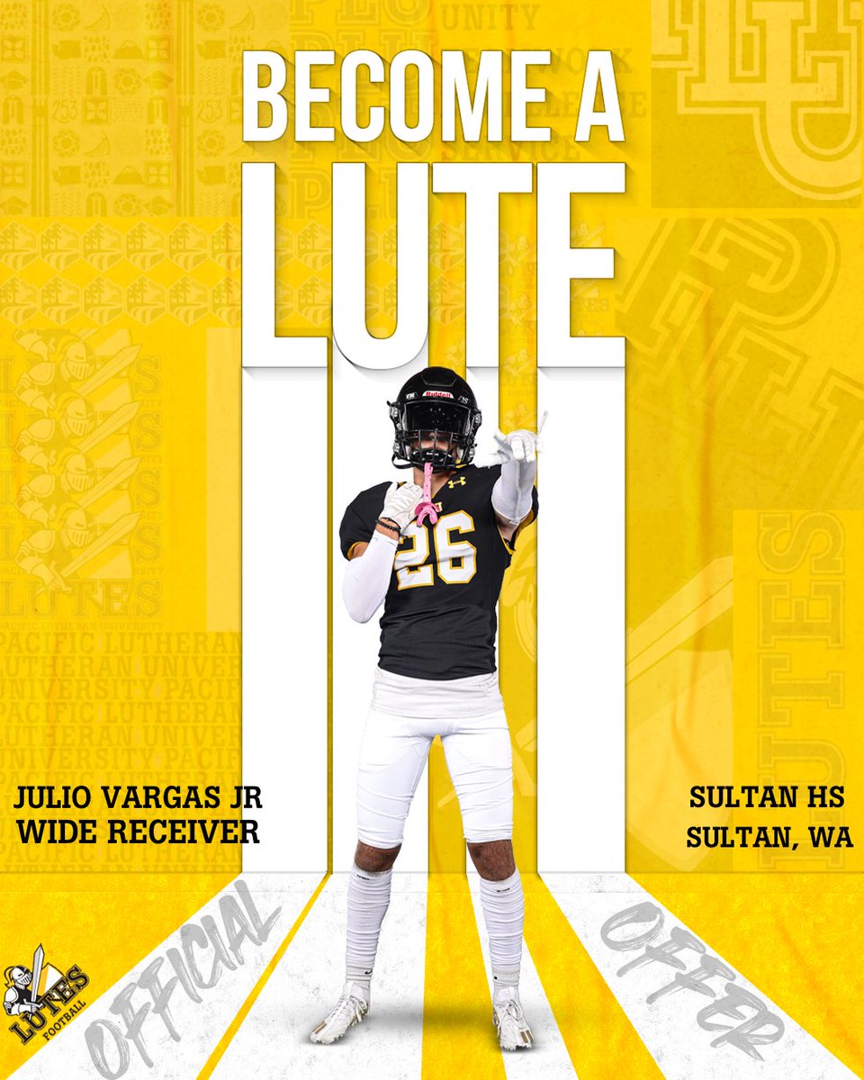 Julio Vargas Jr. ✟ (@jrvargas140) on Twitter photo After a great conversation with <a href="/Zach_Willis45/">Zach Willis</a> I’m blessed to say I’ve
received an offer to continue my academic and athletic career at Pacific Lutheran University.
<a href="/PLUFootball/">Pacific Lutheran Football</a> <a href="/SultanHSFB/">Sultan High School Football</a> <a href="/TrainETA_WA/">Elite Training Acad</a> <a href="/michaelbumpus5/">Michael Bumpus</a> <a href="/Noah_French9/">Noah French</a> <a href="/J_Thompson15/">John Thompson</a> <a href="/BrandonHuffman/">Brandon Huffman</a> After a great conversation with <a href="/Zach_Willis45/">Zach Willis</a> I’m blessed to say I’ve
received an offer to continue my academic and athletic career at Pacific Lutheran University.
<a href="/PLUFootball/">Pacific Lutheran Football</a> <a href="/SultanHSFB/">Sultan High School Football</a> <a href="/TrainETA_WA/">Elite Training Acad</a> <a href="/michaelbumpus5/">Michael Bumpus</a> <a href="/Noah_French9/">Noah French</a> <a href="/J_Thompson15/">John Thompson</a> <a href="/BrandonHuffman/">Brandon Huffman</a>