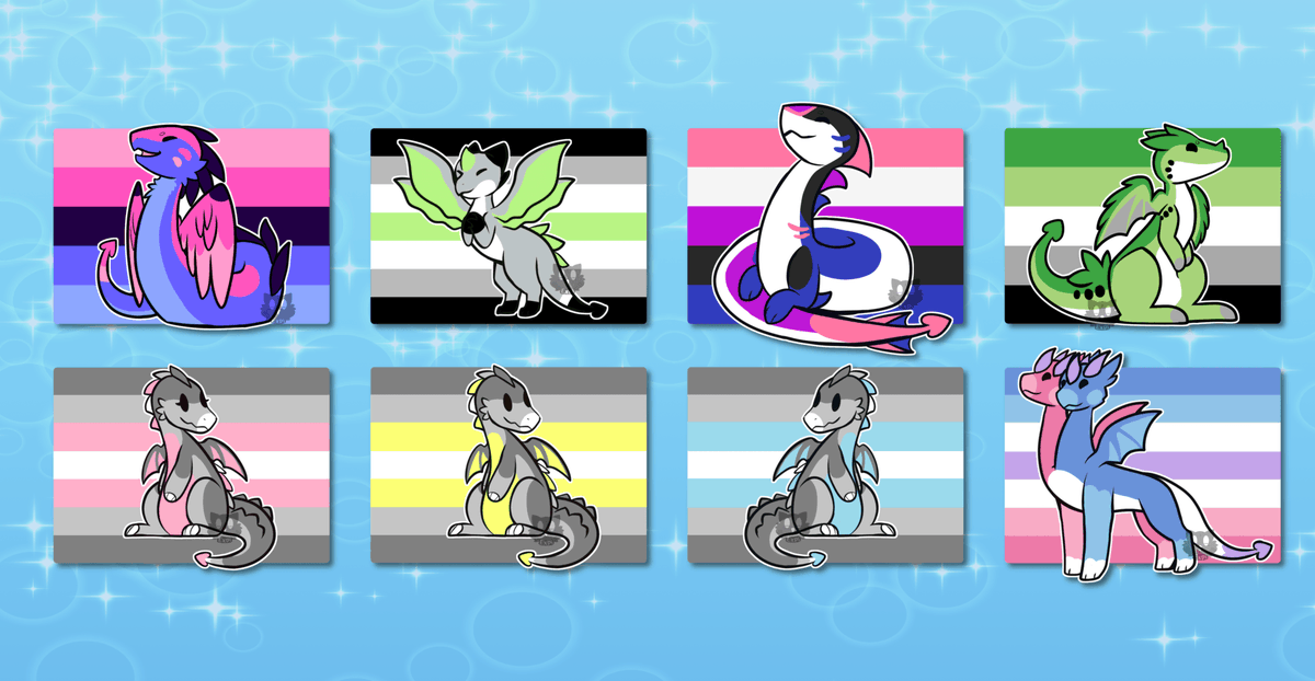 Eexpii's tweet photo. Happy pride month! I've added more dragon flags! https://t.co/usVVcbk66a