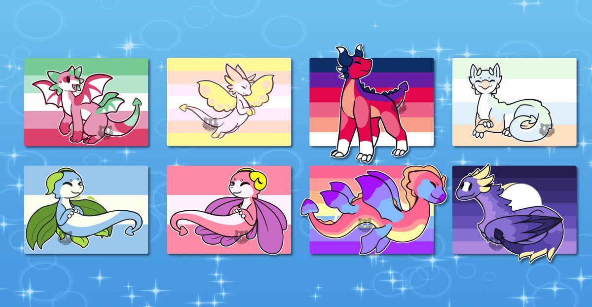 Eexpii's tweet photo. Happy pride month! I've added more dragon flags! https://t.co/usVVcbk66a
