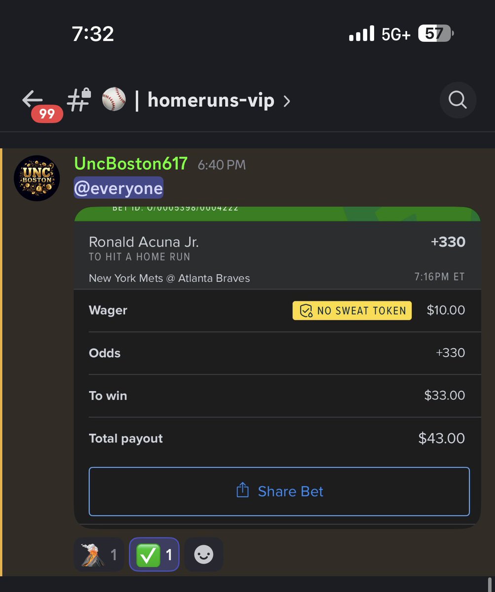 uncboston617's tweet photo. BANG✅ Acuna first at bat HR cashing vip again with another straight come join @flexprops with my link 90% off first month 
Braves vs Mets 

https://t.co/w7dBVIiyww

Thanks to @hofapp the best data app there is use my code uncboston for a discount https://t.co/IthNVdtQND