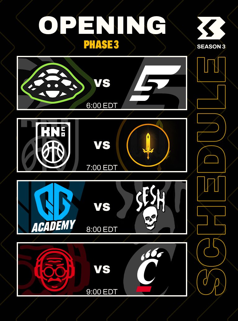 BLITZ R6 (@blitz_rainbow6) on Twitter photo PHASE 3 COMING IN HOT🔥
BLITZ resumes tonight⚔️
<a href="/TurtleTacticsr6/">Turtle Tactics</a> 🆚 <a href="/F5_HQs/">F5 Esports</a>
<a href="/KarnLFO/">Karn And Co</a> 🆚 <a href="/InvEsports2024/">Invictus Esports</a>
<a href="/QorGaming/">QorGaming</a> Acad 🆚 #TeamSESH
#TheUncs 🆚 <a href="/UC_Rainbow6/">UC Rainbow Six Siege</a>
⬇️⬇️Stream link below⬇️⬇️ PHASE 3 COMING IN HOT🔥
BLITZ resumes tonight⚔️
<a href="/TurtleTacticsr6/">Turtle Tactics</a> 🆚 <a href="/F5_HQs/">F5 Esports</a>
<a href="/KarnLFO/">Karn And Co</a> 🆚 <a href="/InvEsports2024/">Invictus Esports</a>
<a href="/QorGaming/">QorGaming</a> Acad 🆚 #TeamSESH
#TheUncs 🆚 <a href="/UC_Rainbow6/">UC Rainbow Six Siege</a>
⬇️⬇️Stream link below⬇️⬇️