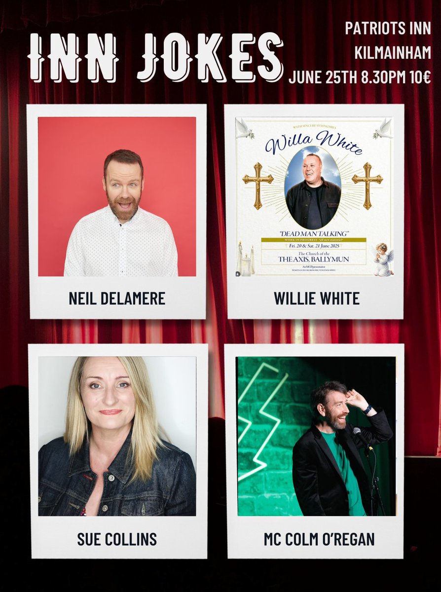 Colm O'Regan (@colmoregan) on Twitter photo Next week at Inn Jokes Kilmainham - WHAT A LINE UP
a tenner. ABout half the tickets gone so let's sell it out!
eventbrite.ie/e/inn-jokes-ju… Next week at Inn Jokes Kilmainham - WHAT A LINE UP
a tenner. ABout half the tickets gone so let's sell it out!
eventbrite.ie/e/inn-jokes-ju…