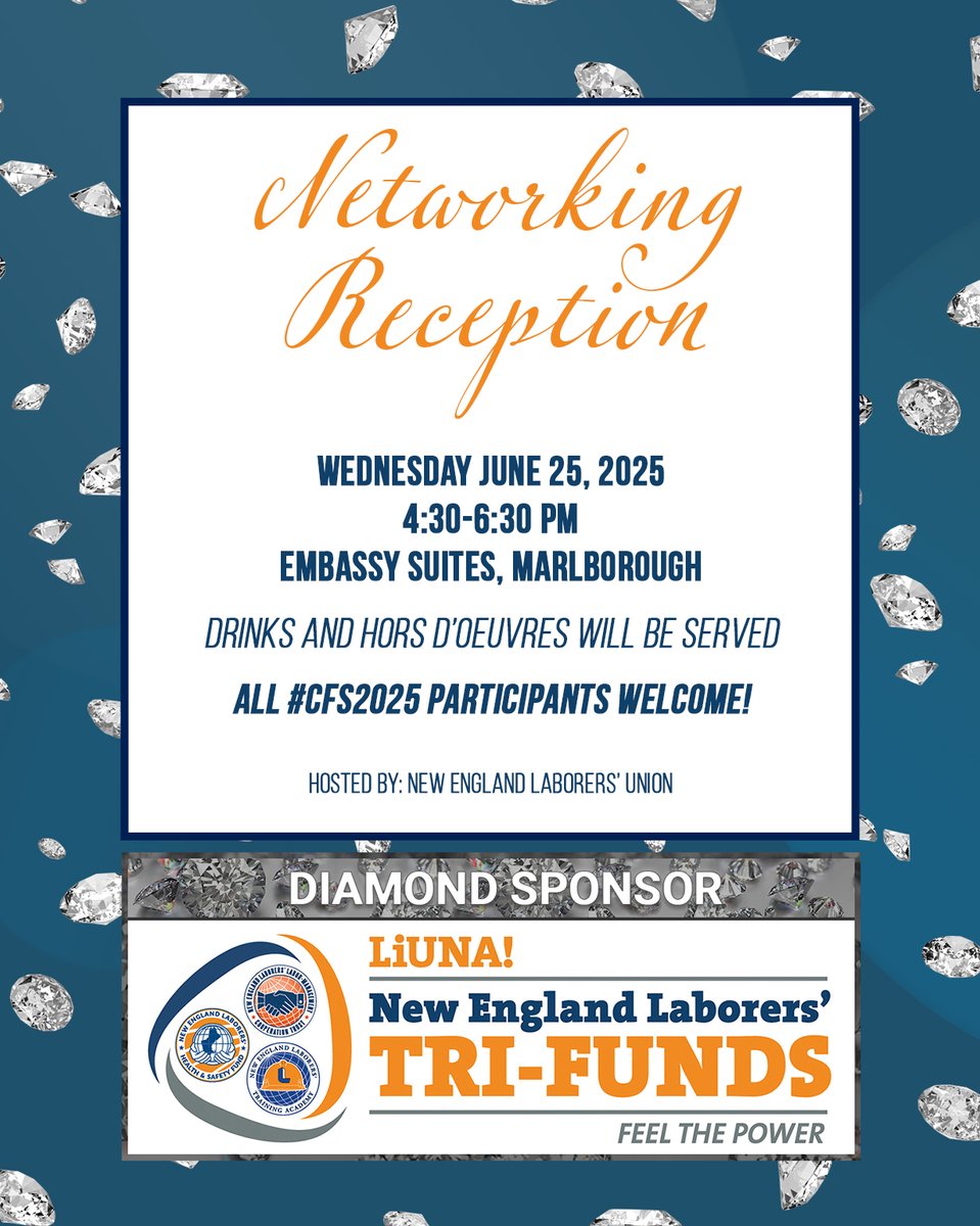 Save the Date! All #CFS2025 participants are invited to join us on June 25 for a special #Networking #Reception at the Embassy Suites, immediately following day one of the conference! Thank you to our diamond sponsor for hosting. We hope to see you there!