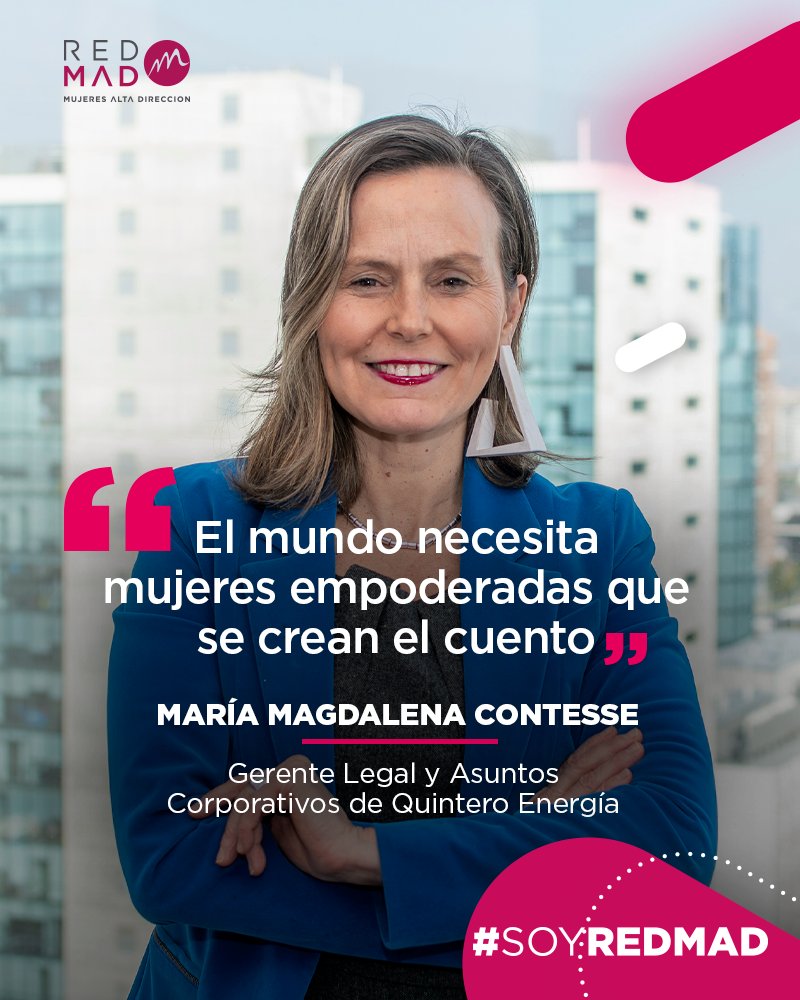 Abogada de la Pontificia Universidad Católica de Chile, con formación en Francia y experiencia en Chile, Uruguay y Europa, María Magdalena ha construido una carrera sólida en el mundo corporativo y legal. 
Lee su entrevista aquí: redmad.cl/nuestras-socia…