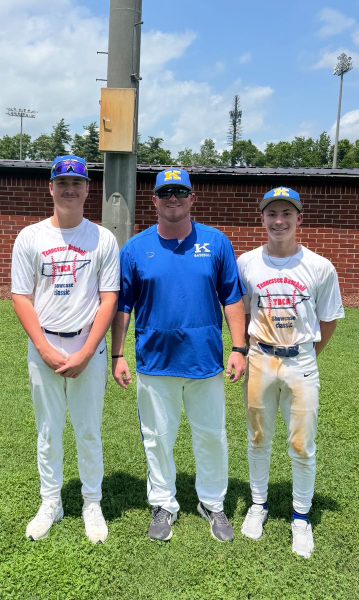 TBCA Showcase:

Game 1 - W (7-6)
Game 2 - T (7-7)

Blake Bowers: 1 IP, 1 K, no H, no BB
Cater Branson: 0-1, BB, SB, 3 PO

Represented Karns Baseball well at the State Games! #DamStrong 
<a href="/AthleticsKarns/">Karns Athletics</a>