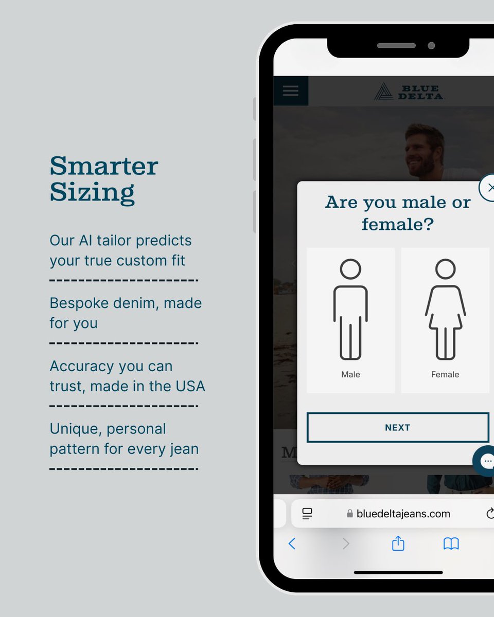 Custom fit. No measuring. No guesswork.

Our AI Tailor makes it easy — just answer a few quick questions and we’ll take care of the rest. Every pair starts with raw denim, cut and sewn in Mississippi and built just for you.

Try it out at the link in bio, backed by our 365