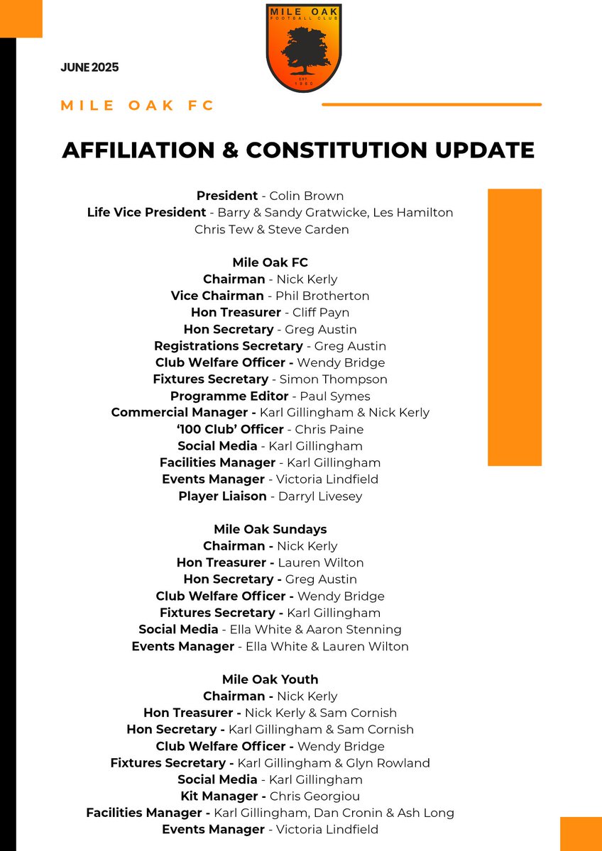 🚨 Club Update 🚨
Following our AGM on the 9th June

The club confirms a new structure going forward

We shall be reorganised into the first galactic empire...... no, no, not that serious, read on to find out more

🧡🖤