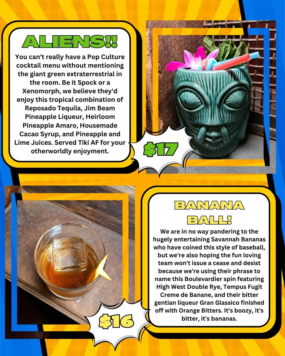 As the kids say, it's gonna pop off at McClellan's with our 𝗦𝘂𝗺𝗺𝗲𝗿 𝗼𝗳 𝗣𝗼𝗽 cocktail menu‼️💥 Dropping today, enjoy cocktails inspired by pop culture icons like Andy Warhol, Harry Styles, the Savannah Bananas, and more!