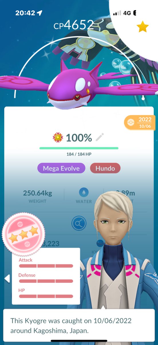 pkmnmastermiko's tweet photo. Caught a Hundo Kyogre during raid hour! 

So now I have the hundo and a shundo! Time to max out this Kyogre!!

#PokemonGo #RaidHour #Shundo #Hundo #Kyogre https://t.co/fe090ybpdM