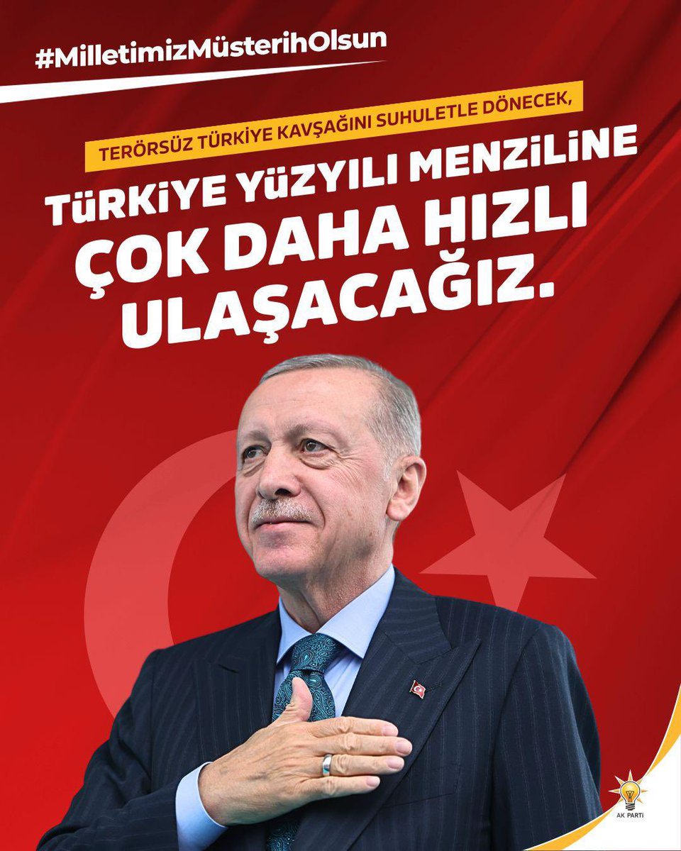 Terörsüz Türkiye kavşağını suhuletle dönecek, Türkiye yüzyılı menziline çok daha hızlı ulaşacağız.
#MilletimizMüsterihOlsun