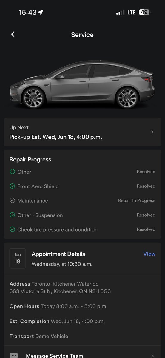 Also, I haven’t seen the service view in the app in the past year but this new redesign is freaking sick. Much nicer than before <a href="/Tesla/">Tesla</a>