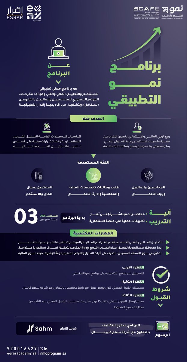 المؤتمر السعودي للمحاسبين والماليين والقانونيين (@scafl_sa) on Twitter photo ▫️♦️مدفوع التكاليف ♦️▫️ عبر الشراكة مع #سهم_كابيتال <a href="/Sahm_Capital/">Sahm | سهم</a>
🔲📍 الآن 📍🔲
التسجيل في البرنامج النوعي والاستثنائي للمحاسبين والماليين
#برنامج_نمو_التطبيقي
<a href="/nmoprogram_sa/">برنامج نمو التطبيقي</a> <a href="/SCAFL_SA/">المؤتمر السعودي للمحاسبين والماليين والقانونيين</a>
egraracademy.sa/programs/902 ▫️♦️مدفوع التكاليف ♦️▫️ عبر الشراكة مع #سهم_كابيتال <a href="/Sahm_Capital/">Sahm | سهم</a>
🔲📍 الآن 📍🔲
التسجيل في البرنامج النوعي والاستثنائي للمحاسبين والماليين
#برنامج_نمو_التطبيقي
<a href="/nmoprogram_sa/">برنامج نمو التطبيقي</a> <a href="/SCAFL_SA/">المؤتمر السعودي للمحاسبين والماليين والقانونيين</a>
egraracademy.sa/programs/902