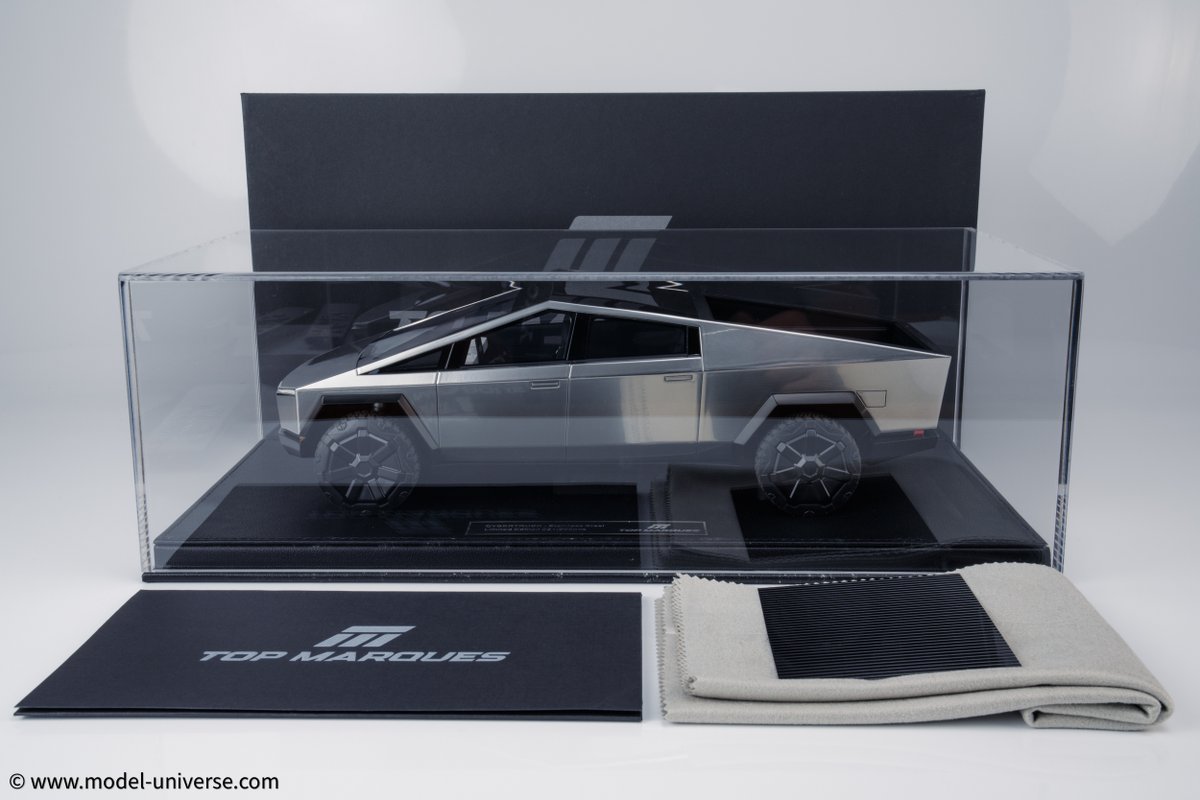 modeluniverseco's tweet photo. ⚡️Now Available ⚡️

1:18 Tesla Cybertruck Stainless Steel - Limited Edition Resin Model by Top Marques

Check it out @ https://t.co/K91sXFXQHN

• High-quality resin model
• Limited edition of 250 pieces
• Openable rear hatch
• With certificate of authenticity
• NFC chip in the model that can be scanned with your phone
• Premium collector's packaging
• With microfibre cloth

Also available in matte black.

@elonmusk