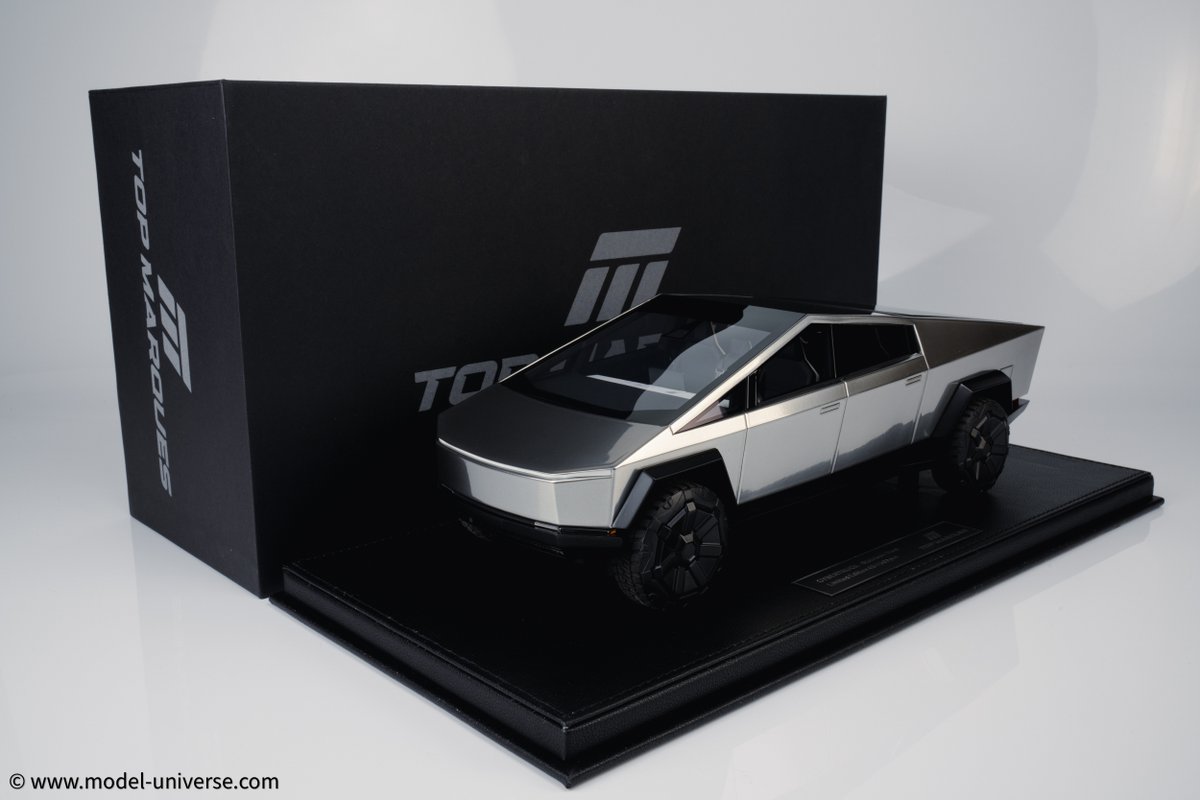modeluniverseco's tweet photo. ⚡️Now Available ⚡️

1:18 Tesla Cybertruck Stainless Steel - Limited Edition Resin Model by Top Marques

Check it out @ https://t.co/K91sXFXQHN

• High-quality resin model
• Limited edition of 250 pieces
• Openable rear hatch
• With certificate of authenticity
• NFC chip in the model that can be scanned with your phone
• Premium collector's packaging
• With microfibre cloth

Also available in matte black.

@elonmusk
