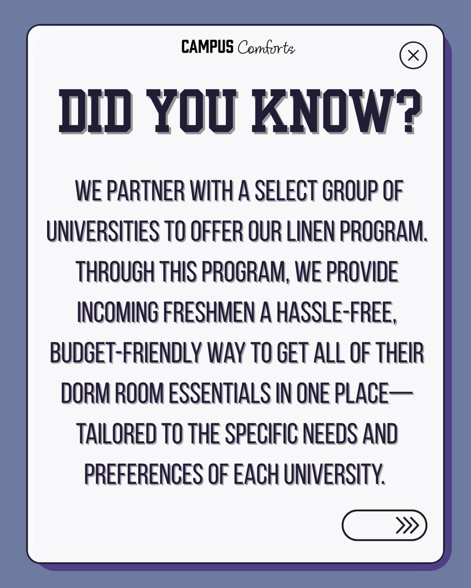 CampusReadyOfc's tweet photo. WE GIVE BACK! 🙌
Campus Comforts partners with select universities to make dorm shopping easier, smarter & more affordable for incoming freshmen!
Click to learn more or visit us at https://t.co/peNbx7Ru6I!
#DormRoomEssentials #GiveBack #CollegeLife #UniversityPartners https://t.co/q1oFZvHrJh