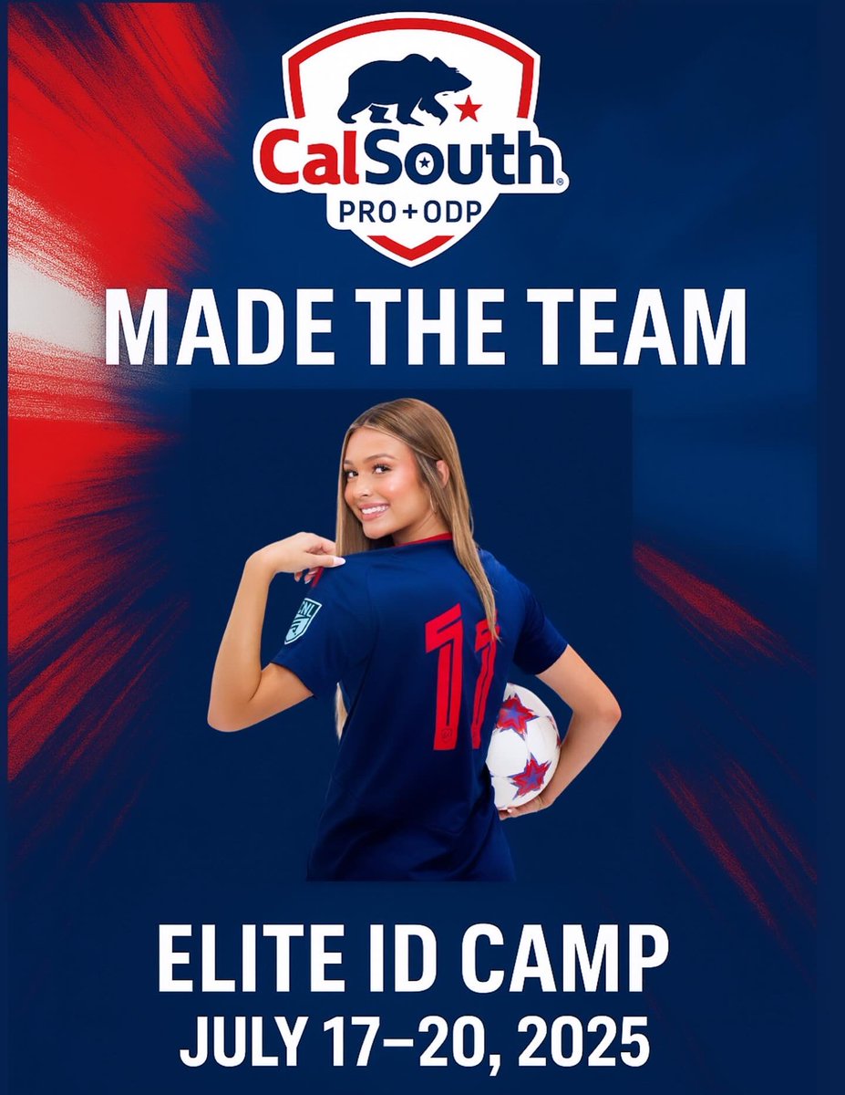 Excited to be selected for the Cal South PRO+ ODP Team. Looking forward to competing at the Elite ID Camp this July.