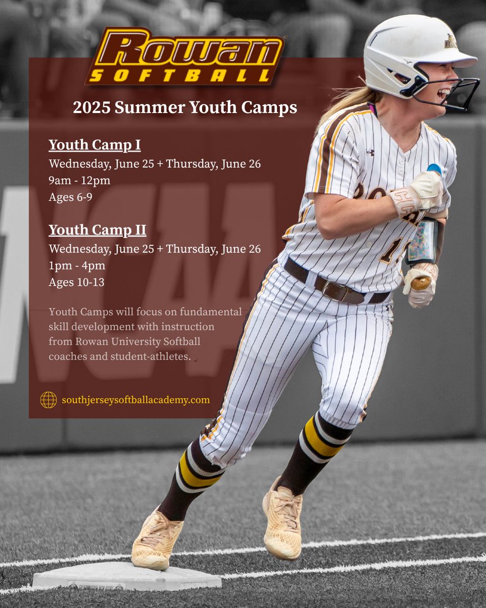 RowanUSoftball's tweet image. Registration is still open for our Summer Camp Series next week! Don’t miss this opportunity to work with coaches and players with multiple years of World Series experience!
For more info and to register, visit the link in our bio! 🦉🏆 #GoProfs #Team51 #GRIT #RowanProud