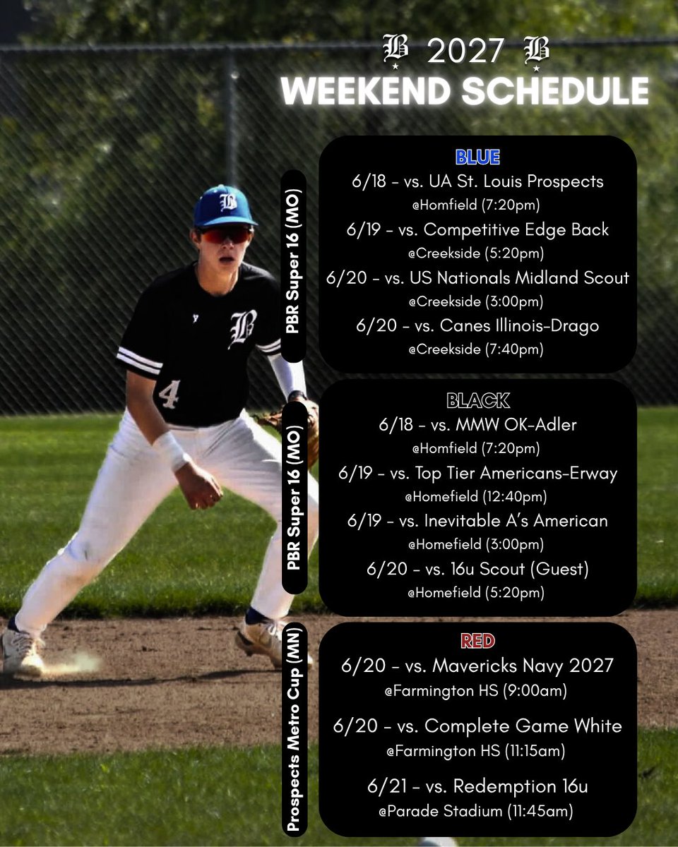 ⬇️2026 &amp; 2027 weekend schedules⬇️

#BlizzardBaseball | #Summer | #SummerBaseball | #PrepBaseball | #MnProspects | #PerfectGame