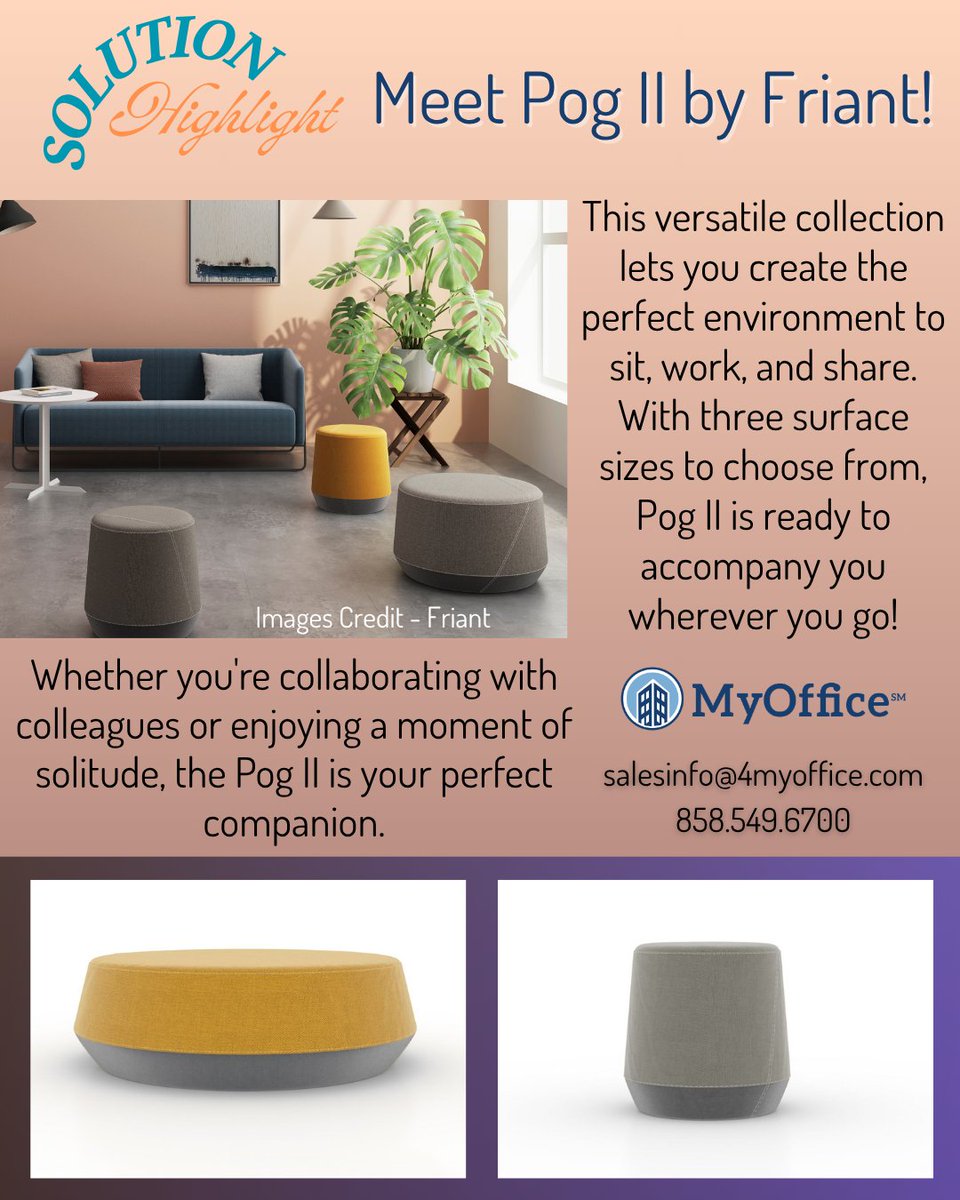 ✨Looking for the perfect blend of comfort and style in your   workspace? Meet the Pog II by Friant! 🎉This collection is all about   creating a soft spot to sit, work, and share, no matter where you are.
#MyOffice #PogII #OfficeFurniture #WorkspaceGoals
4myoffice.com/san-diego-offi…