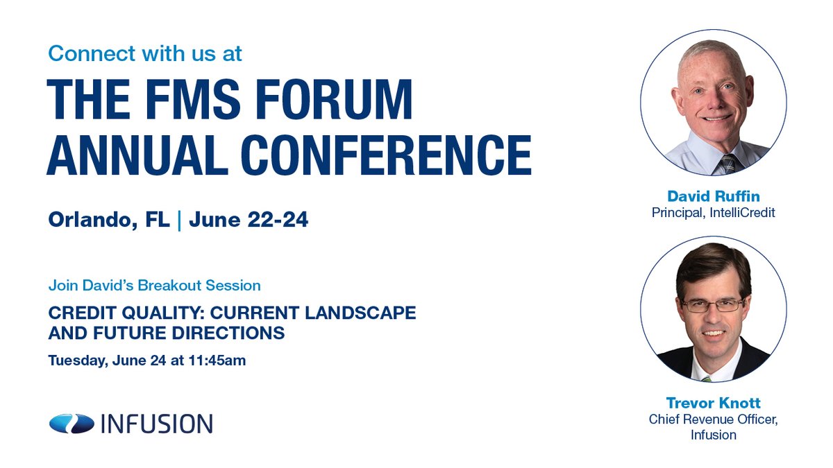 We look forward to seeing everyone again at this year's FMS Forum. Make sure to attend David's session on Credit Quality and stop by our Interaction Station. #FMSForum
