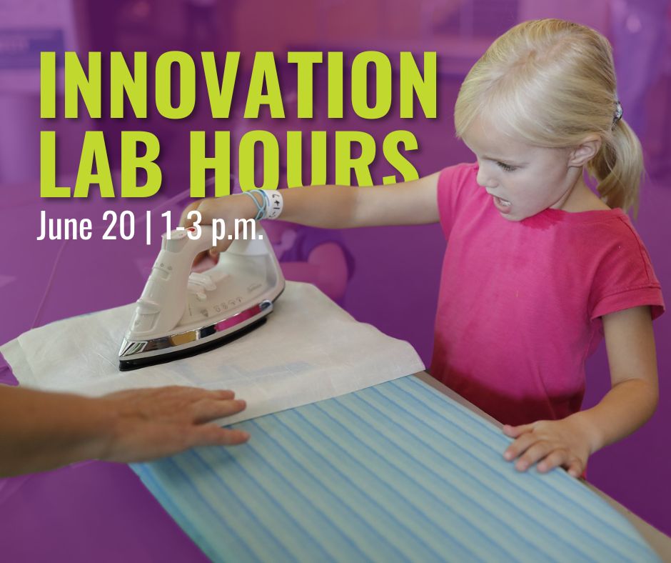 Get ready to have some fun with fabric! Our Innovation Lab hours are on Friday this week.

Stop by during open hours to try our sewing machines with guidance from our experienced staff. All levels of experience welcome. Innovation Lab hours are included with your SCI admission.