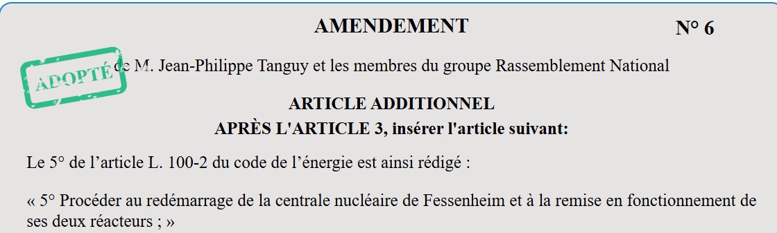 Mark Nelson (@energybants) on Twitter photo BREAKING: FRENCH PARLIAMENT VOTES TO RESTART FESSENHEIM NUCLEAR PLANT
French Senate votes next. 
Fessenheim nuclear plant was working perfectly, making power for a few million people, but was forced to close in 2021 to appease Germany and French collaborators of Germany. BREAKING: FRENCH PARLIAMENT VOTES TO RESTART FESSENHEIM NUCLEAR PLANT
French Senate votes next. 
Fessenheim nuclear plant was working perfectly, making power for a few million people, but was forced to close in 2021 to appease Germany and French collaborators of Germany.