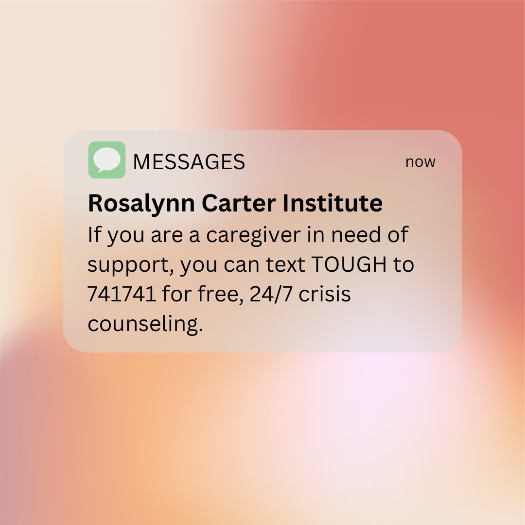 RCICaregiving's tweet image. It’s summer: joyful yet overwhelming. Many caregivers face added stress, loneliness, and depression. Remember, you're not alone. Text TOUGH to 741741 for 24/7 support via Crisis Text Line. Prioritize your mental health—you matter. #CaregiverSupport #YouAreNotAlone