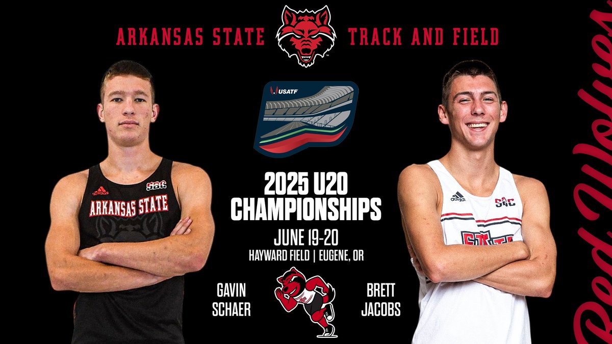 ASTATETRACK's tweet image. 2β£ Red Wolves are set to compete in the @usatf U20 Championships on Thursday and Friday!
π΄ Gavin Schaer - Pole Vault
π΄ Brett Jacobs - 800m
#WolvesUp