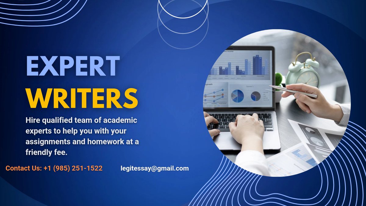 Essayhelp09's tweet image. Stressed with online class work and exams? We're here to help! Our experts offer top-quality assistance with commerce, financial accounting, economics, business accounting, and cost accounting homework, assignments, and exams. #OnlineLearning #AcademicHelp #AssignmentAssistance