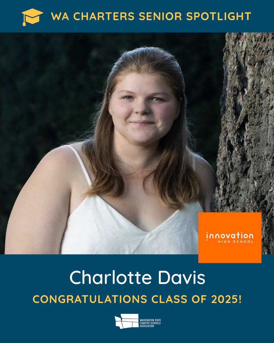 For our next senior spotlight, meet Innovation High School’s Charlotte Davis! 

At IHS, Charlotte found the perfect mix of creativity and hands-on learning. Now she’ll be pursuing a dual major in Business &amp; Economics and Interior Architectural Design.
wacharters.org/2025/06/17/sen…