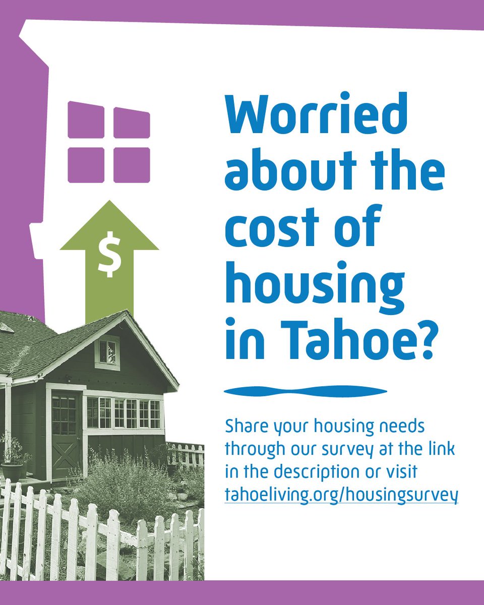 TahoeAgency's tweet image. Worried about the cost of housing in Tahoe? We want to hear from you.
TRPA and @TTCFgives are asking community members to share their housing experiences—what’s working, what’s not, and what needs to change.
Take the survey by June 30: tahoeliving.org/housingsurvey
#TRPA #LakeTahoe