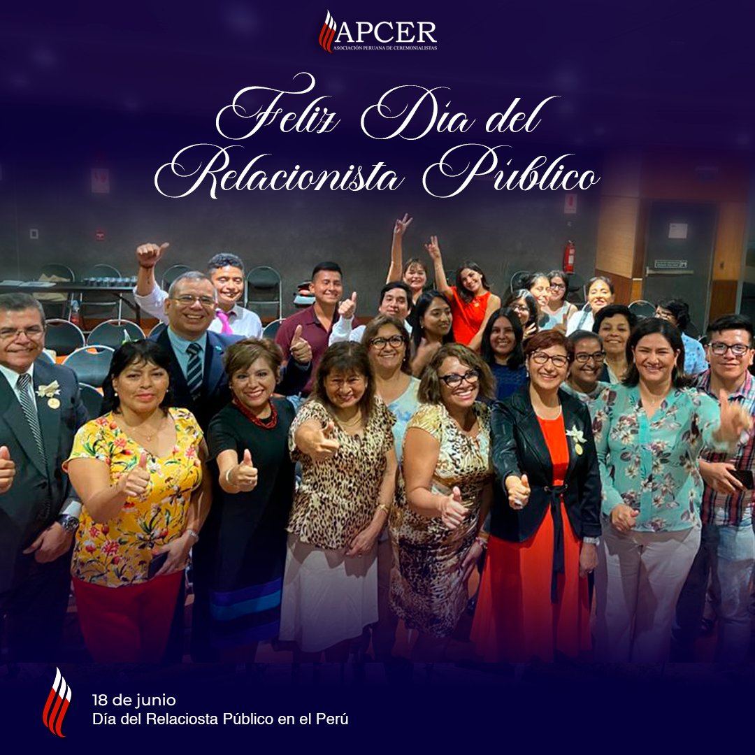 Saludamos muy cordialmente a todos nuestros colegas que ejercen esta profesión y asumen el reto de integrar las organizaciones con sus públicos para contribuir con el desarrollo del país.

#Apcer #DíaDelRelacionistaPúblico #RRPP #RelacionesPúblicas