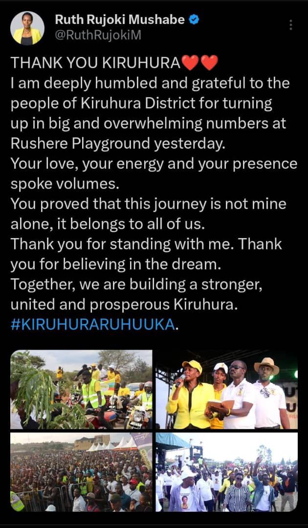 I see it coming,,
Hon <a href="/RuthRujokiM/">Hon Ruth Rujoki Mushabe</a> is the next Woman Mp Kiruhura District. 
The Podium awaits......