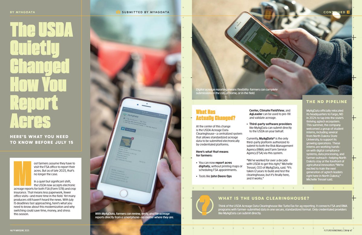 🌾 FUTURE FARM ISSUE is here - WOW! Get all the details on electronic acreage reporting to USDA this season. Don't miss out reading the rest, its packed with everything you need to know! 👉 issuu.com/fmspotlight/do…

#Plant25 #USDA #AcreageReporting